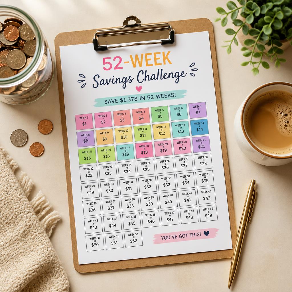52-Week Savings Challenge Pack printable preview