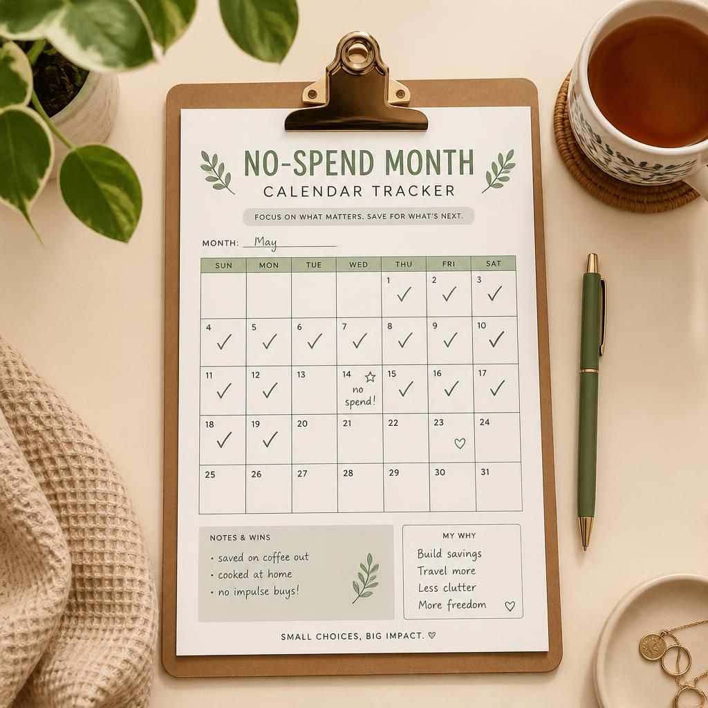 No-Spend Month Kit printable preview